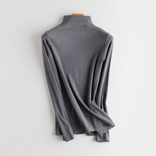 Damen Feines Ripp-Langarmshirt mit Rollkragen und Volantkanten Nord Taschen