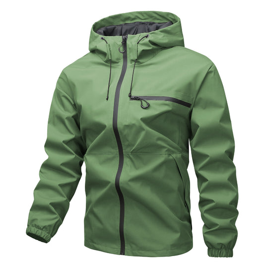Herren Leichte dreilagige Softshell-Regenjacke mit verschweißten Reißverschlüssen, Kapuze und Brustreißverschluss Nord Taschen