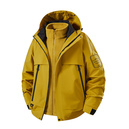 Herren multifunktionale Wasserfeste Softshell-Regenjacke mit abnehmbarer Fleece-Innenjacke Nord Taschen