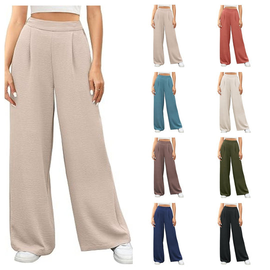 Damen hochtaillierte weite Palazzo-Hose mit Strukturstoff Nord Taschen