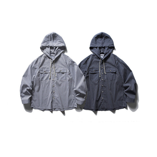 Unisex Oversized Kapuzen-Overshirt aus Baumwollmix mit Brustklappen und durchgehender Knopfleiste Nord Taschen