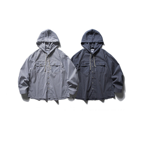 Unisex Oversized Kapuzen-Overshirt aus Baumwollmix mit Brustklappen und durchgehender Knopfleiste Nord Taschen