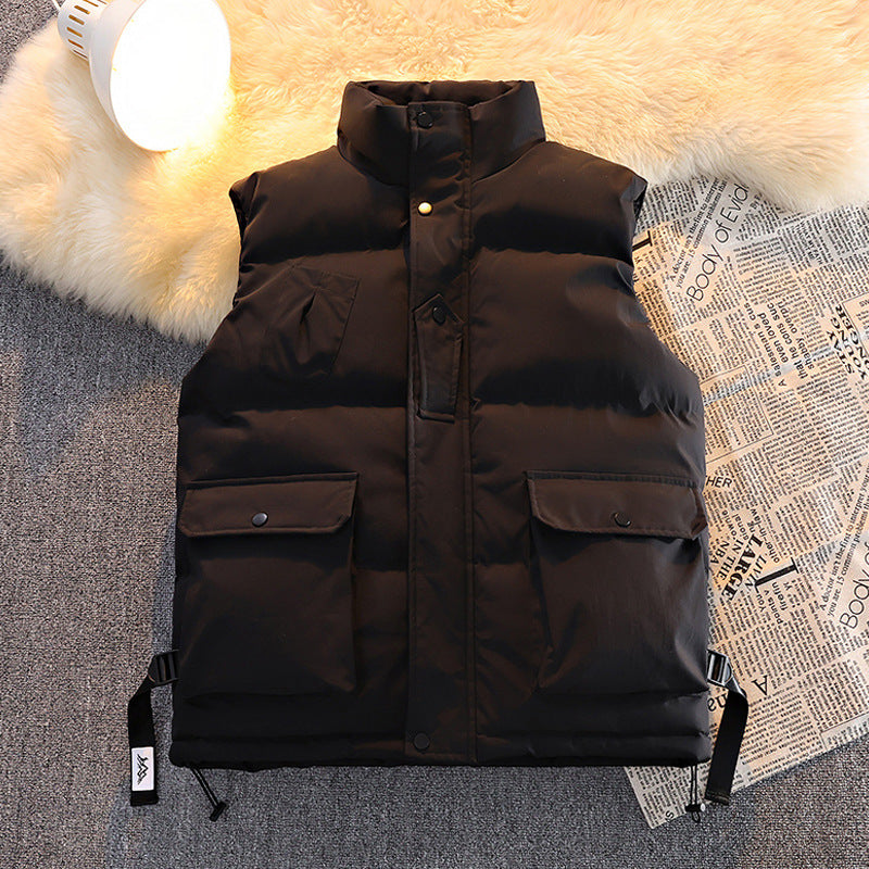 Herren wattierte Steppweste mit Utility‑Taschen, Kordelzugsaum & Stehkragen Nord Taschen