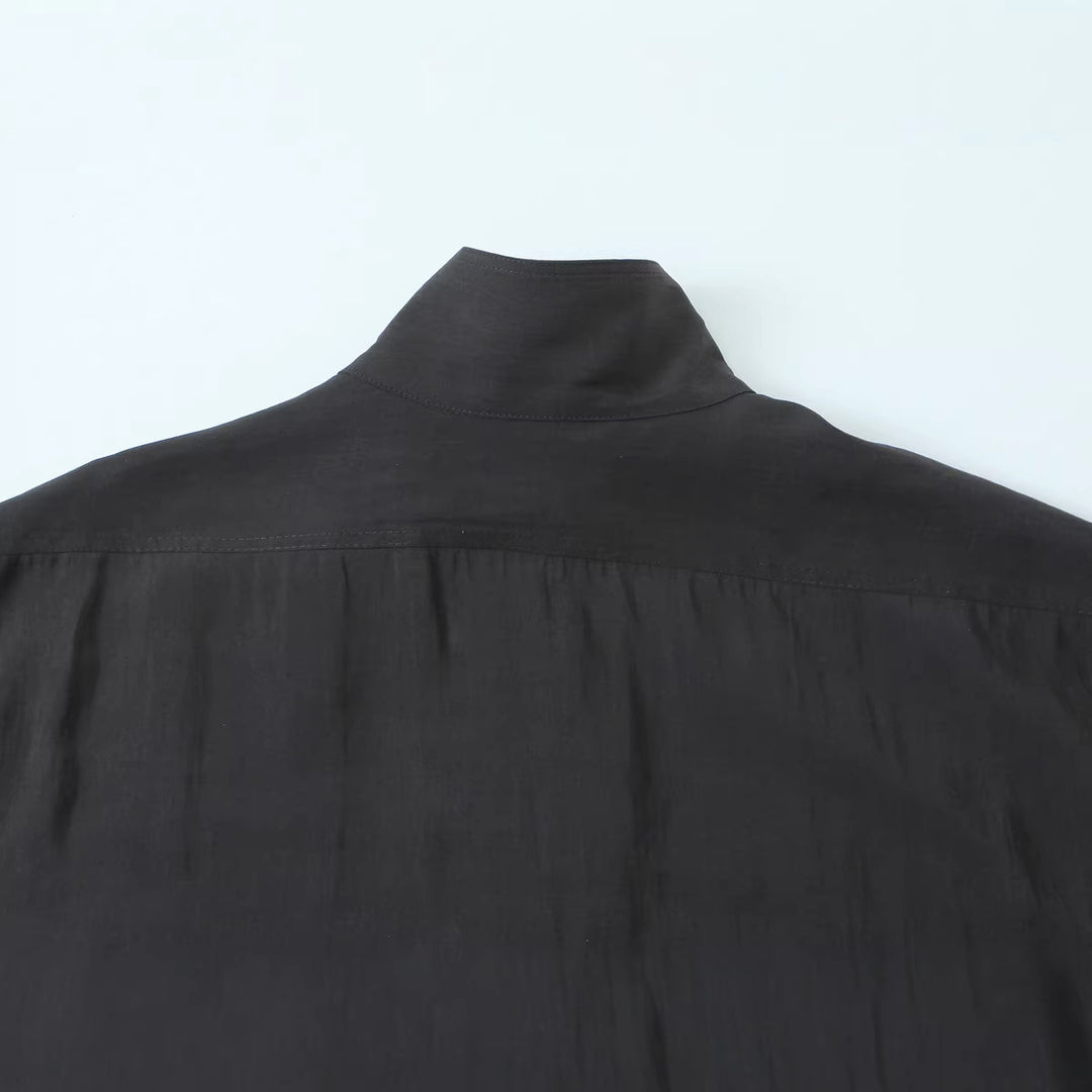 Damen Weites Oversize‑Hemd mit hohem Stehkragen und Brusttasche Nord Taschen