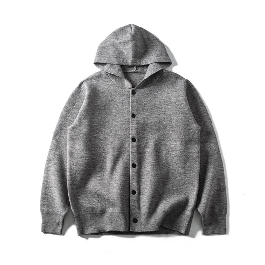 Unisex Leichte Kapuzen‑Strickjacke mit Druckknopfleiste und Rippbündchen Nord Taschen