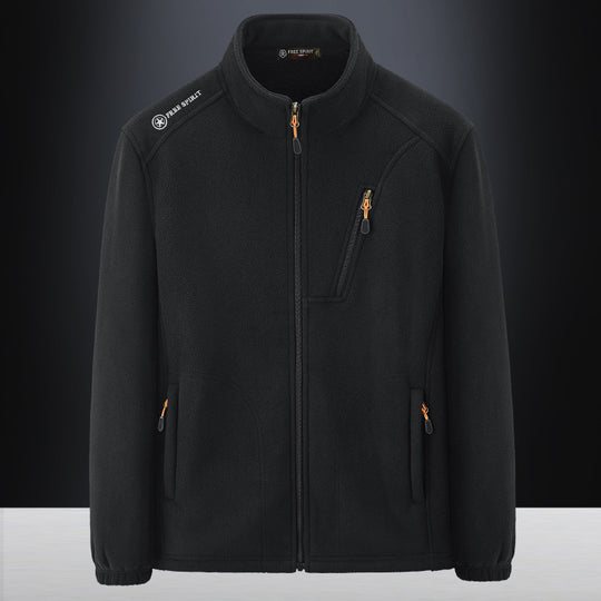Herren Warme Microfleece-Outdoorjacke mit Brustreißverschluss, Seitentaschen und Stehkragen Nord Taschen