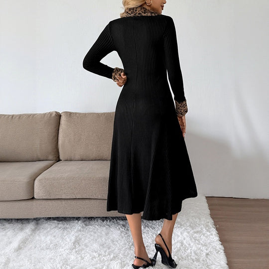 Damen Elegantes Maxikleid mit Leoparden-Akzenten Nord Taschen