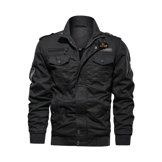 Herren Utility-Bomberjacke im Military-Stil mit Rippstehkragen und Mehrfachtaschen Nord Taschen