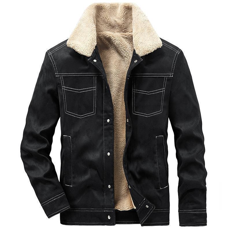 Herren Pilotenjacke in Wildlederoptik mit Sherpa‑Futter und Steppdetails Nord Taschen