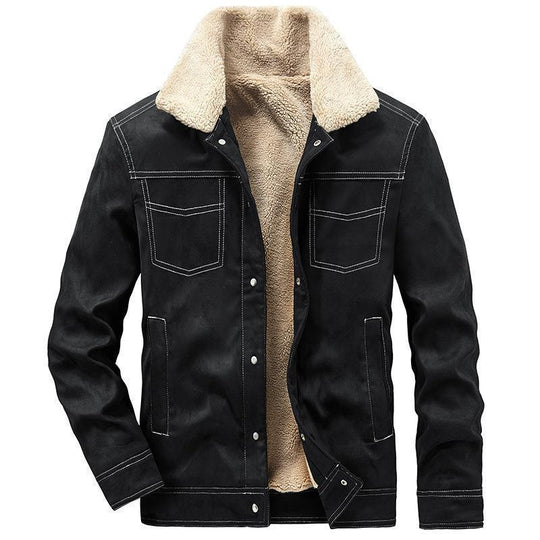 Herren Pilotenjacke in Wildlederoptik mit Sherpa‑Futter und Steppdetails Nord Taschen