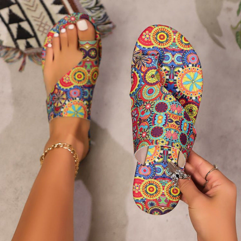 Damen Bequeme Zehentrenner-Sandalen mit verspieltem Blumenmuster und weichem Fußbett Nord Taschen