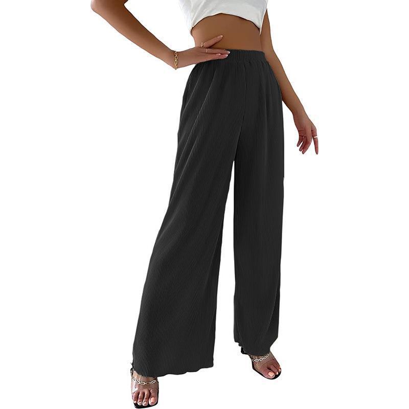 Damen Fließende Plissierte weit geschnittene Hose