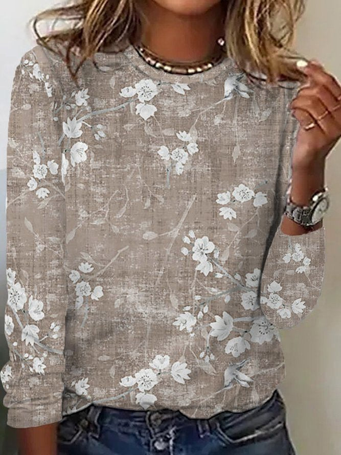 Damen Langarmshirt mit floralem Druck und weichem Stoff