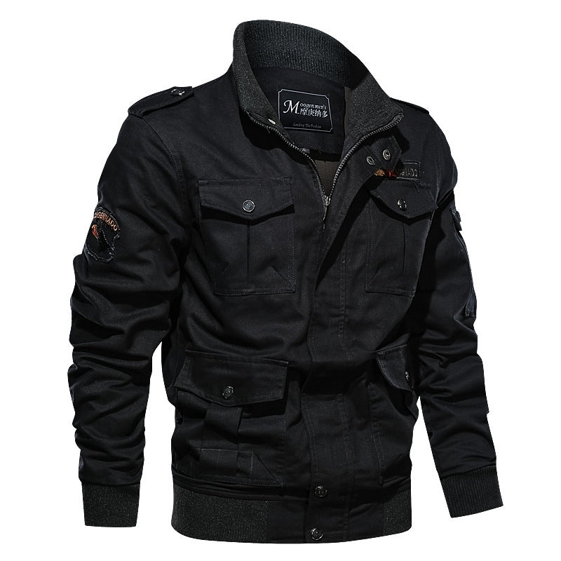 Herren Militärinspirierte Canvas‑Fieldjacke mit Epauletten, Mehrfach‑Taschen und geripptem Bund Nord Taschen