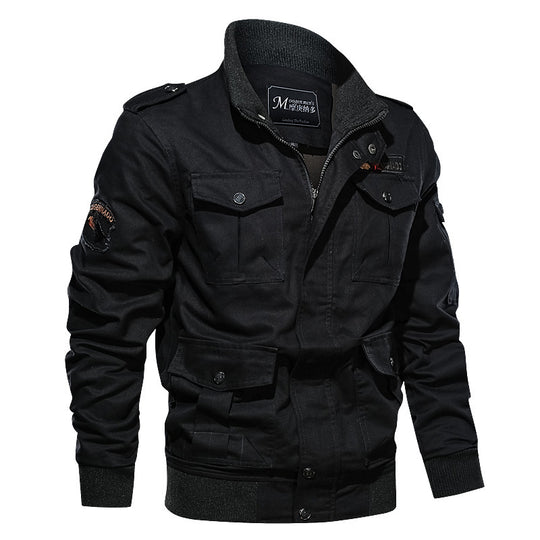 Herren Militärinspirierte Canvas‑Fieldjacke mit Epauletten, Mehrfach‑Taschen und geripptem Bund Nord Taschen