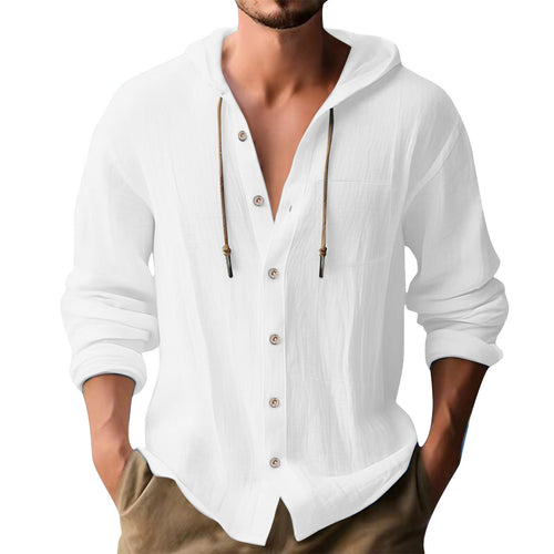 Herren lässiges Kapuzenshirt mit Knopfleiste und praktischen Taschen