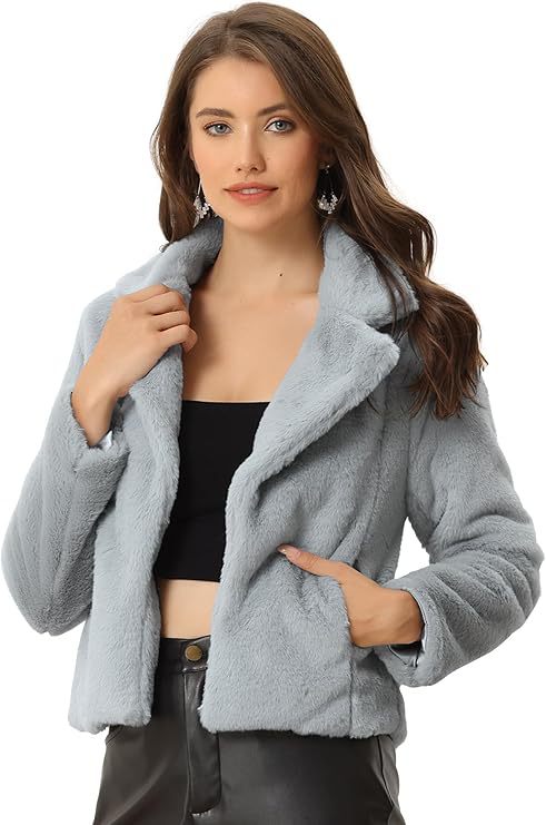Damen Kurzblouson aus samtigem Faux‑Fur mit fallendem Revers und figurfreundlichem Cropped‑Schnitt Nord Taschen