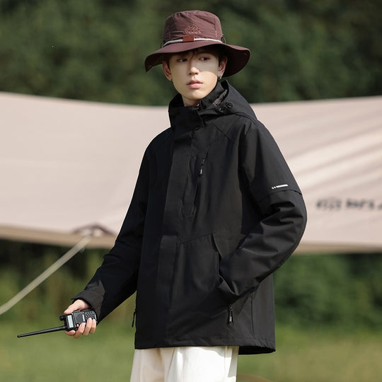 Herren Zweifarbige Wind- und Wasserabweisende Softshelljacke mit Kapuze Nord Taschen