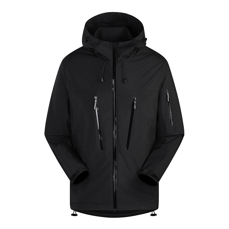 Herren Dreilagige atmungsaktive Hardshell-Outdoorjacke mit Kapuze und verschweißten Nähten Nord Taschen