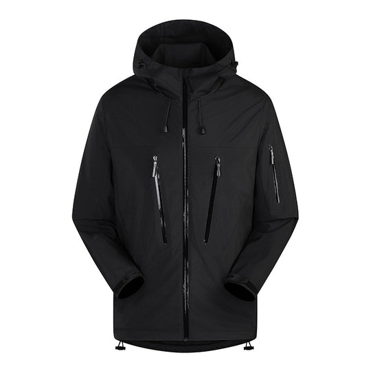 Herren Dreilagige atmungsaktive Hardshell-Outdoorjacke mit Kapuze und verschweißten Nähten Nord Taschen