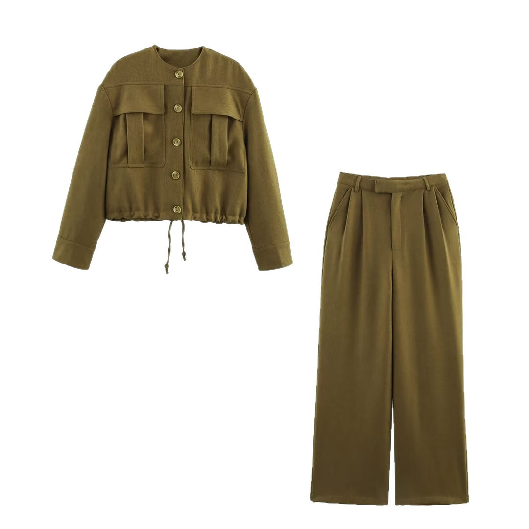 Damen Cropped Fieldjacke mit aufgesetzten Pattentaschen und Kordelzug Nord Taschen