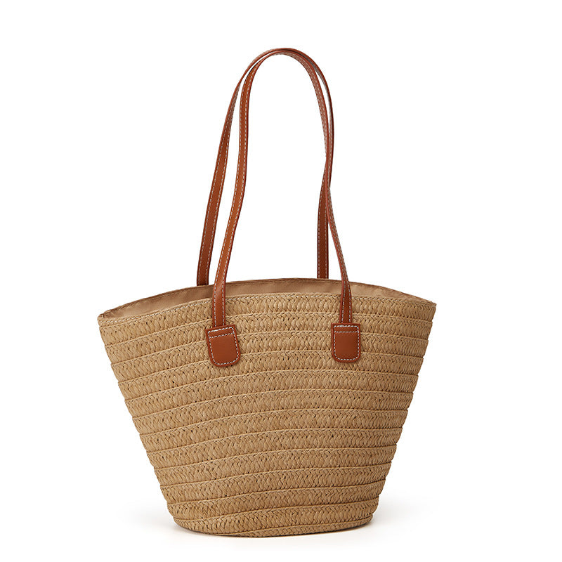 Damen Strandtasche aus geflochtenem Naturmaterial mit lässigem Design Nord Taschen