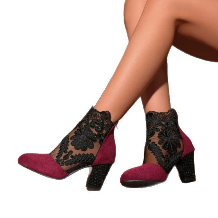 Damen Elegante und raffinierte Pumps mit floralen Spitzenverzierungen