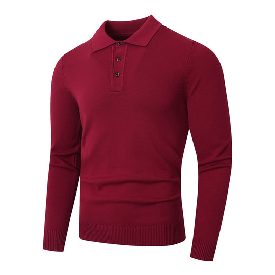 Herren Feinstrick-Poloshirt mit langem Arm und Dreiknopfleiste Nord Taschen