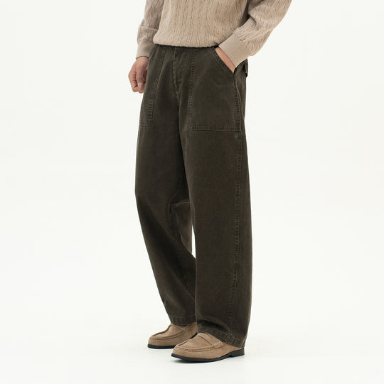 Damen Utility-Denimhose mit hoher Taille, extra weitem Bein und aufgesetzten Taschen Nord Taschen
