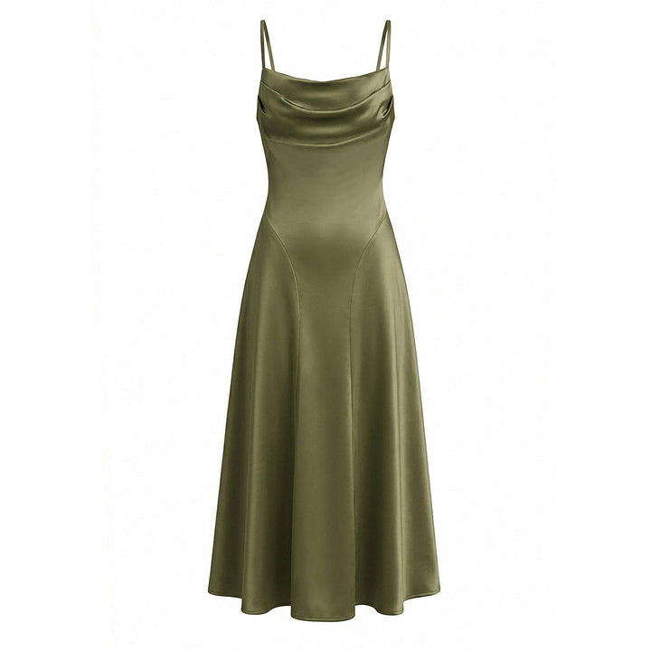Damen Maxikleid mit eleganter Drapierung und feinem Satin-Finish Nord Taschen