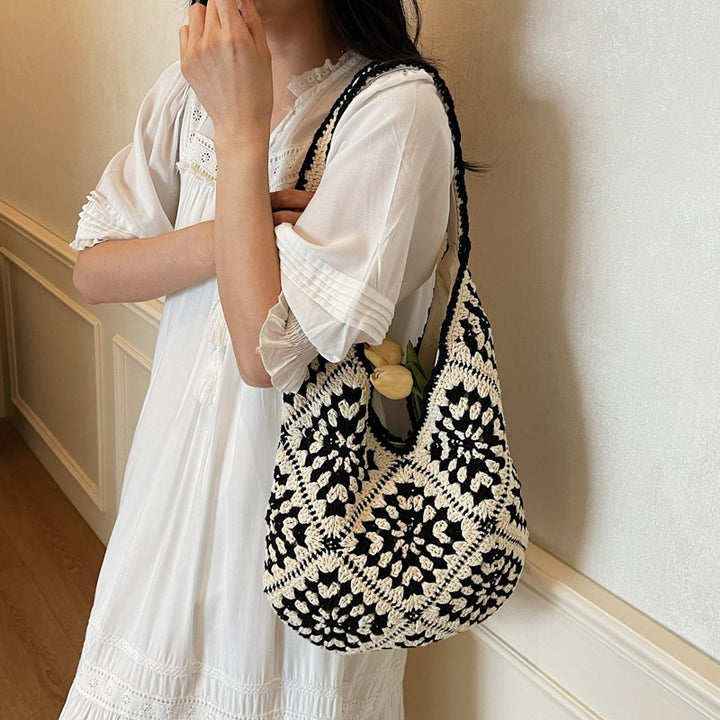 Damen Hobo-Tasche aus gehäkeltem Baumwollmaterial mit einzigartigem Design Nord Taschen