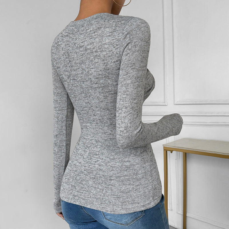 Damen Langarmshirt mit Knoten-Detail Nord Taschen