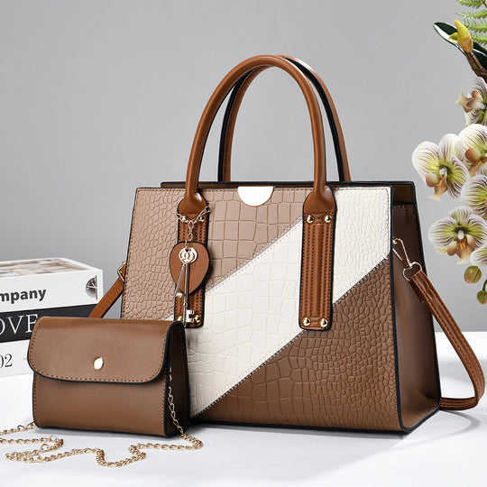 Damen elegante Handtasche mit Krokodilprägung und abnehmbarer Mini-Clutch Nord Taschen