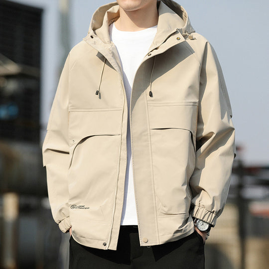 Herren Leichte Kapuzen-Utility-Windjacke mit großen Pattentaschen und elastischen Bündchen Nord Taschen