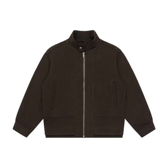 Herren Boxy-Wollmix-Zipblouson mit hohem Rippkragen und verdeckter Frontklappe Nord Taschen