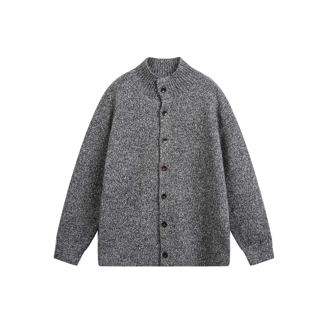 Damen Oversize-Strickjacke mit hochgezogenem Rippkragen und Holzknopfverschluss Nord Taschen