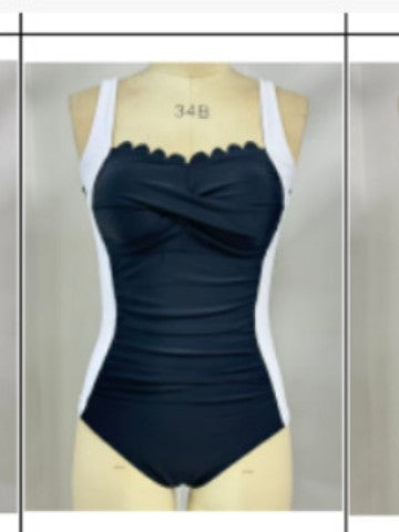 Damen Einteiler Schwimmanzug mit dekorativen Falten Nord Taschen