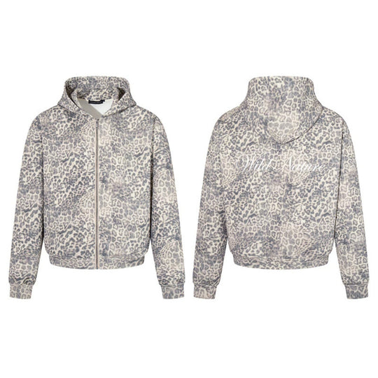 Damen Zip-Hoodie im soften Velours mit allover-Leo-Jacquard Nord Taschen