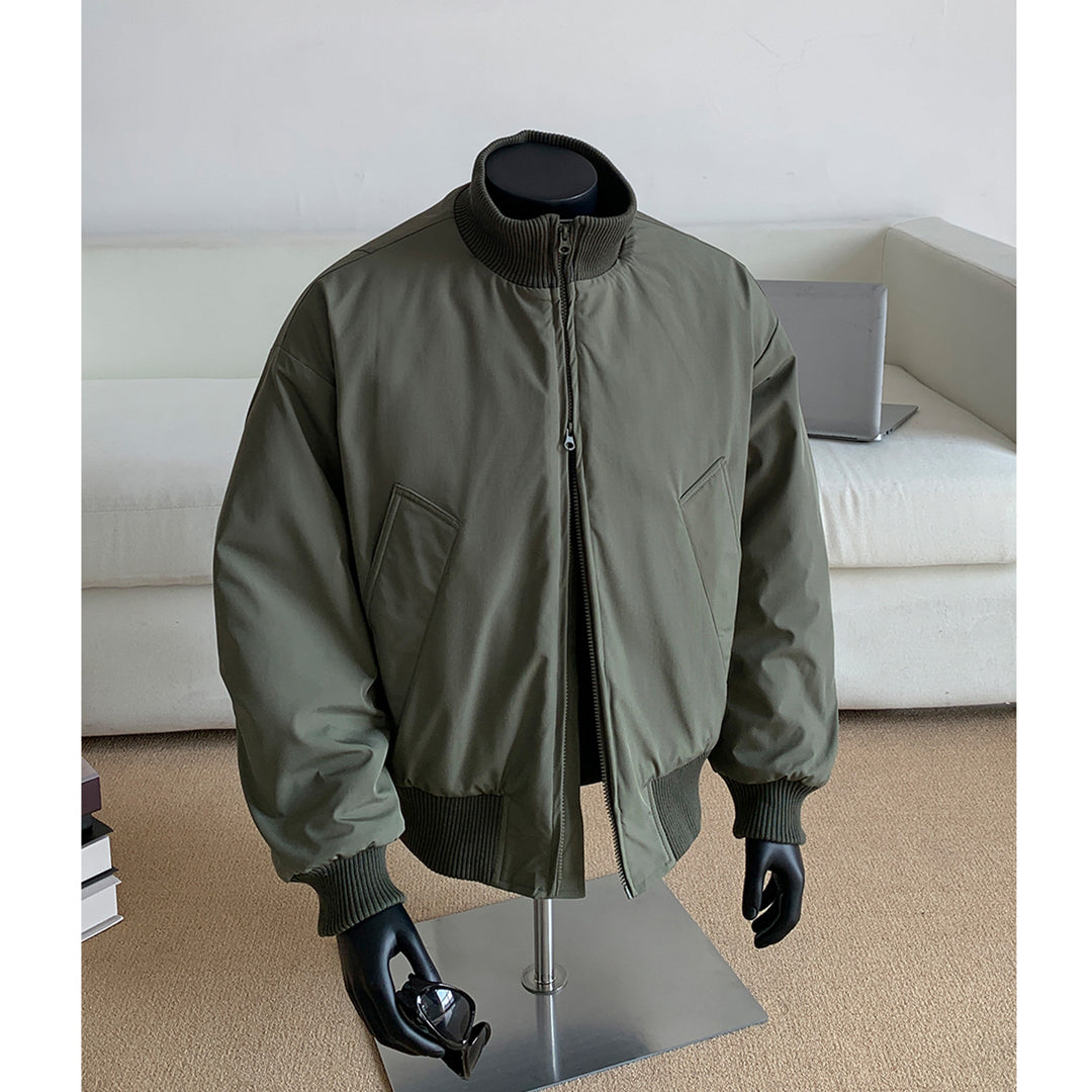 Herren Oversized Stepp-Bomber mit hoher Rippenkragenkonstruktion und verdecktem Reißverschluss Nord Taschen