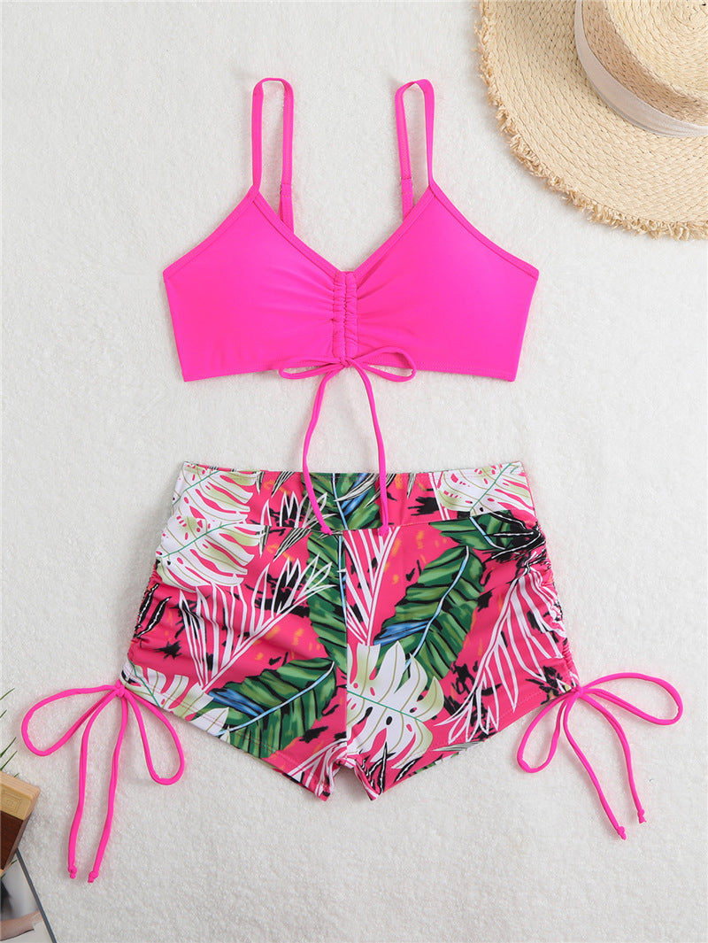 Damen Bikini-Set mit rüschenverziertem Oberteil und modischen Shorts