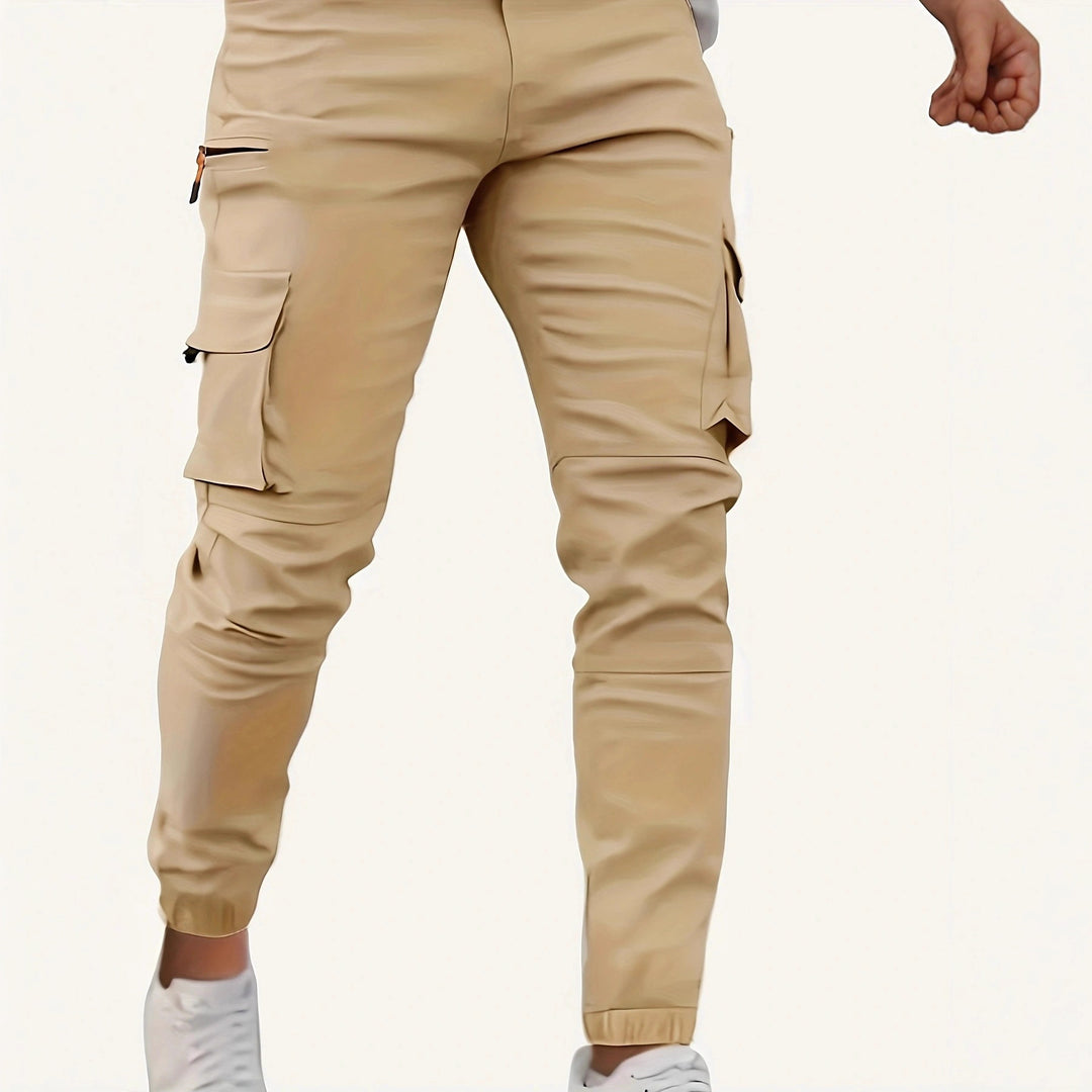 Herren Konisch geschnittene Utility-Cargohose mit Reißverschlusstasche, Klappentaschen und D-Ring Nord Taschen