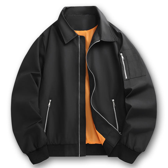 Herren Leichter Twill-Bomber mit kontrastierendem Futter, Reißverschlusstaschen und Ärmeltasche Nord Taschen