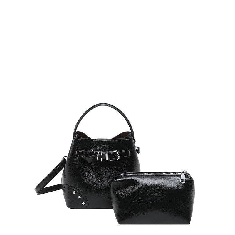 Damen stilvolle Mini-Beuteltasche mit abnehmbarem Kosmetiktäschchen Nord Taschen