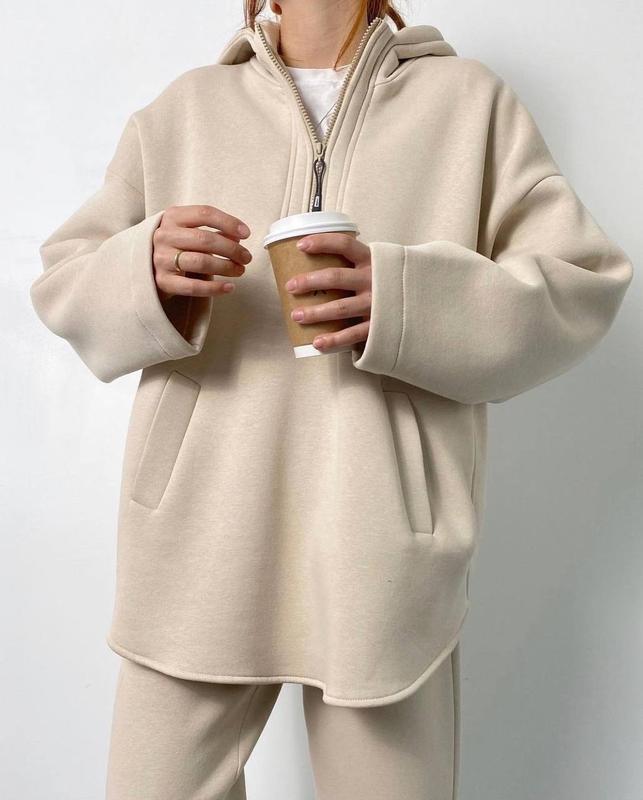 Damen lässiger Hoodie mit hochwertigem Reißverschluss und elastichem Bund