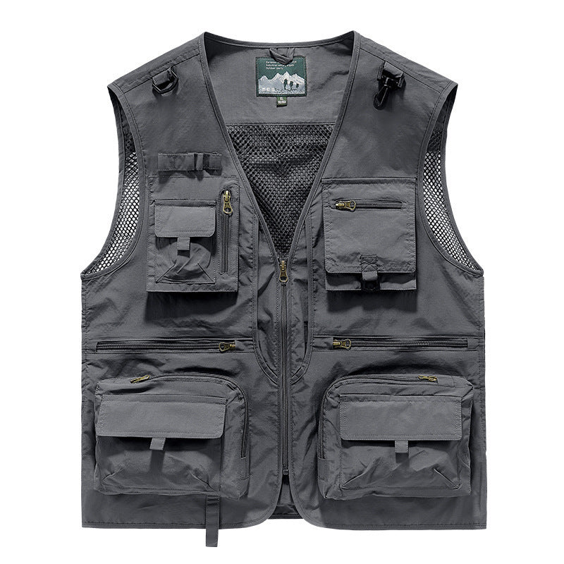 Herren multitaschige Angler-Utility‑Weste mit Netzrücken und Reißverschluss Nord Taschen