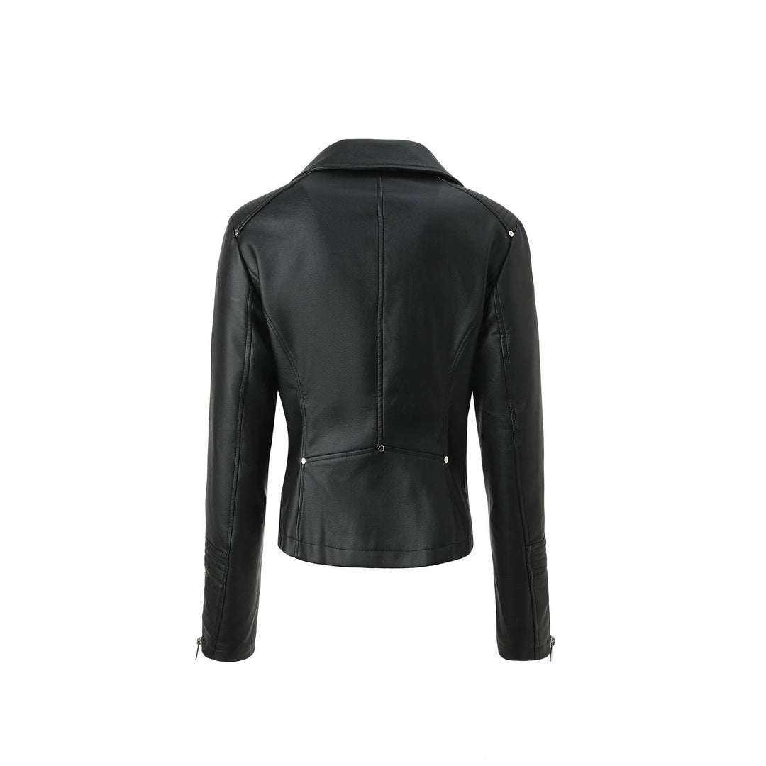 Damen Taillierte Bikerjacke aus softem Kunstleder mit gesteppter Schulter- und Ärmelpartie Nord Taschen