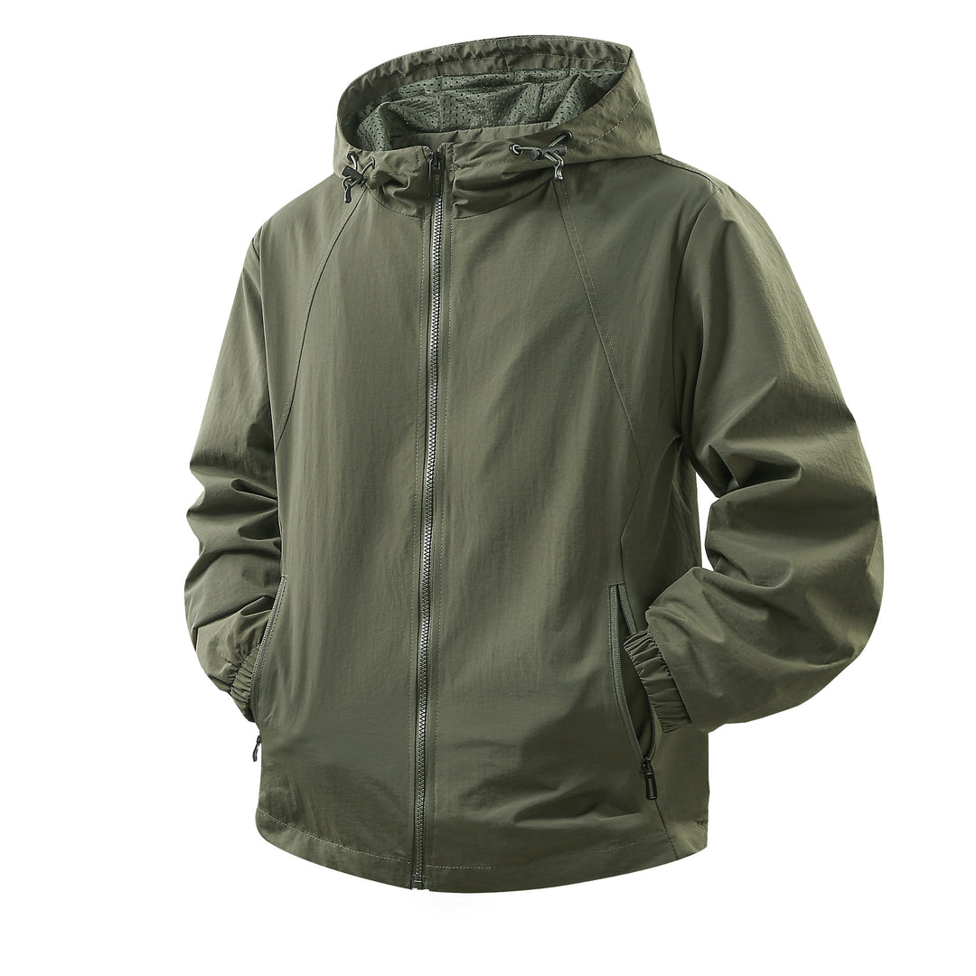 Herren Leichte atmungsaktive Kapuzen-Windjacke mit Mesh-Innenfutter und Reißverschlusstaschen Nord Taschen