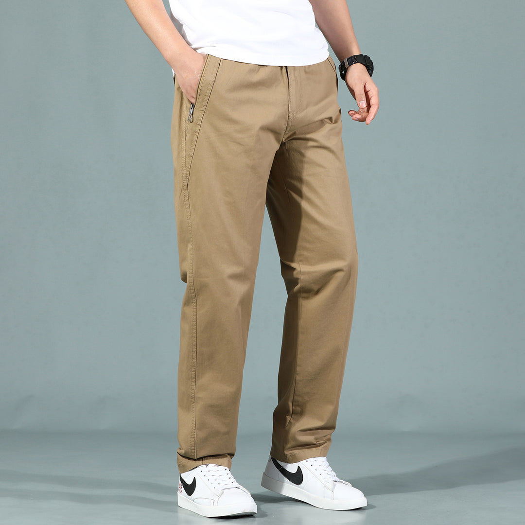 Herren Locker geschnittene Chinohose mit seitlicher Reißverschlusstasche und elastischem Beinabschluss Nord Taschen