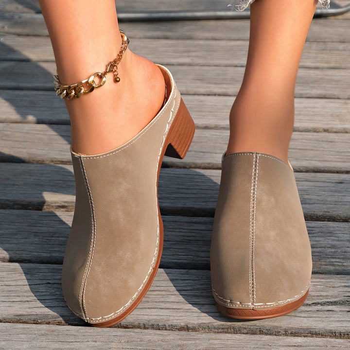 Damen Elegante Clogs aus hochwertigem Wildleder mit komfortablem Blockabsatz