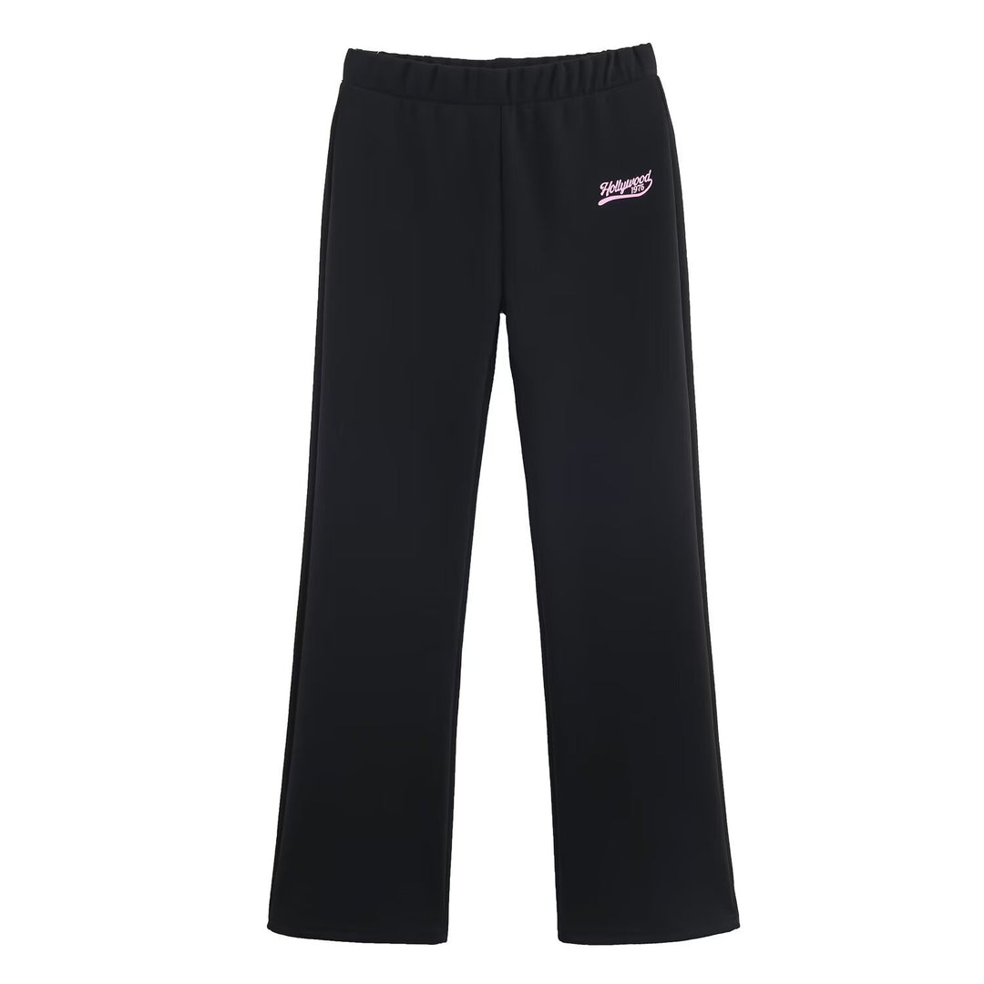 Damen Locker geschnittene Jersey-Freizeithose mit weitem Bein, elastischem Bund und Retro-Logo Nord Taschen